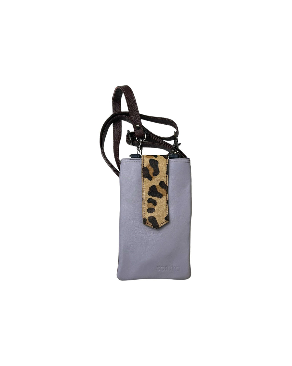 KADOU BOUTIQUE ZOE Leather Phone Crossbody with Print — size reference