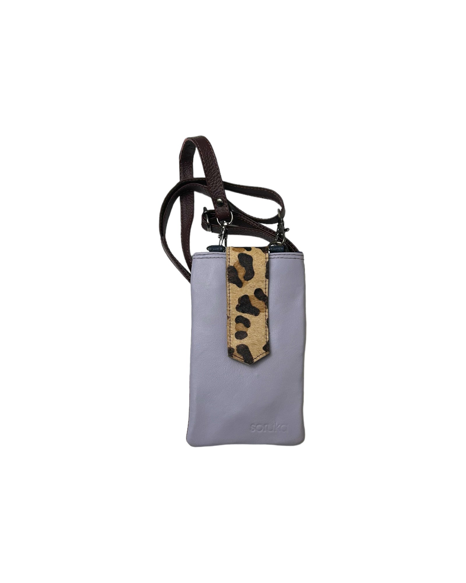 KADOU BOUTIQUE ZOE Leather Phone Crossbody with Print — size reference