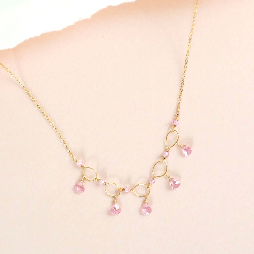 PARKEN JEWELRY PARKEN JEWELRY Rose Quartz Gemstone Mini Sparkler Necklace — main product shot