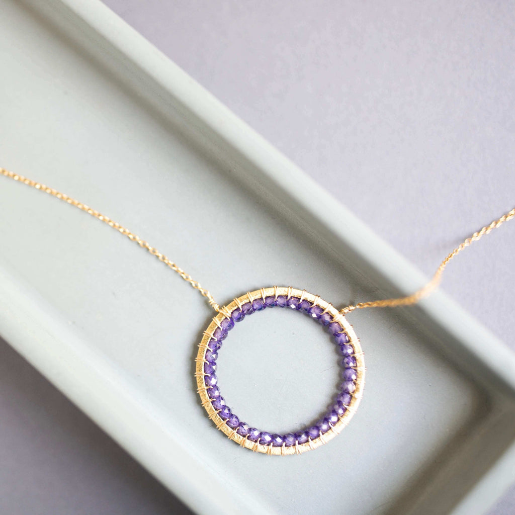PARKEN JEWELRY Amethyst Halo Necklace — main product shot