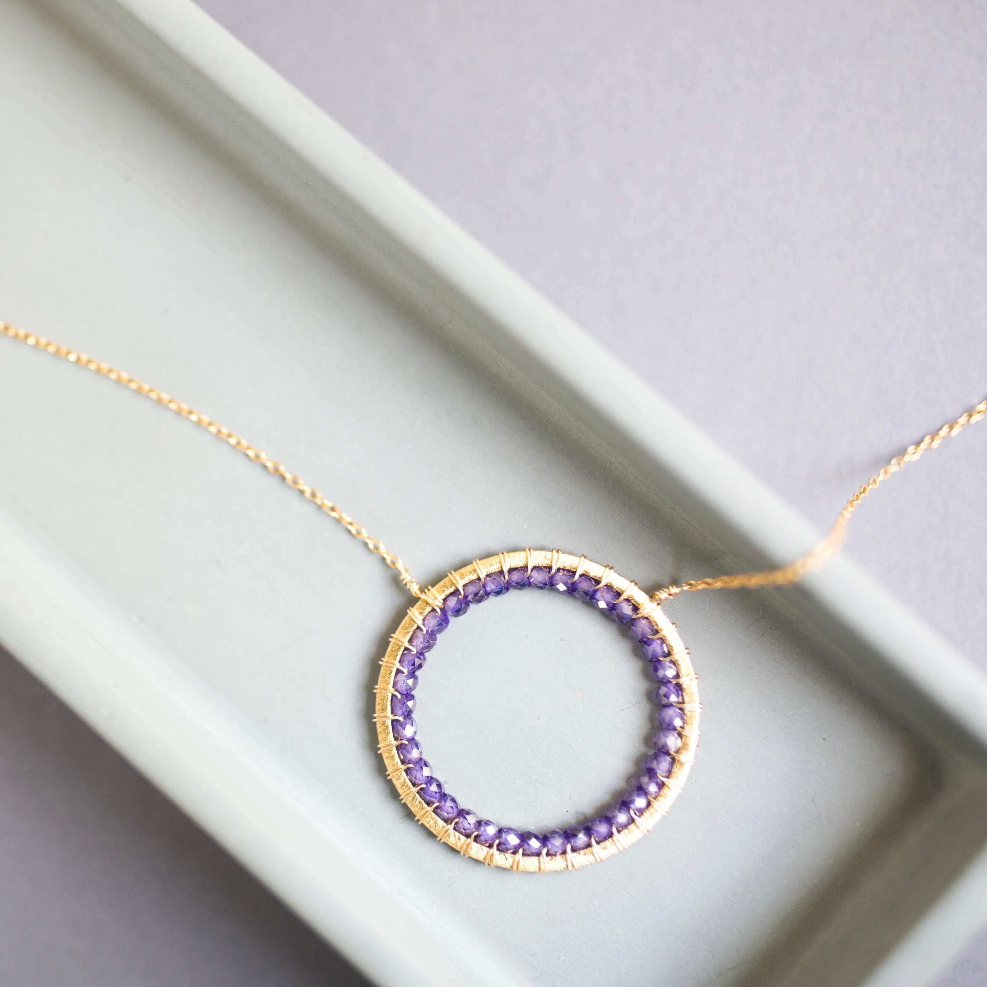 PARKEN JEWELRY Amethyst Halo Necklace — main product shot