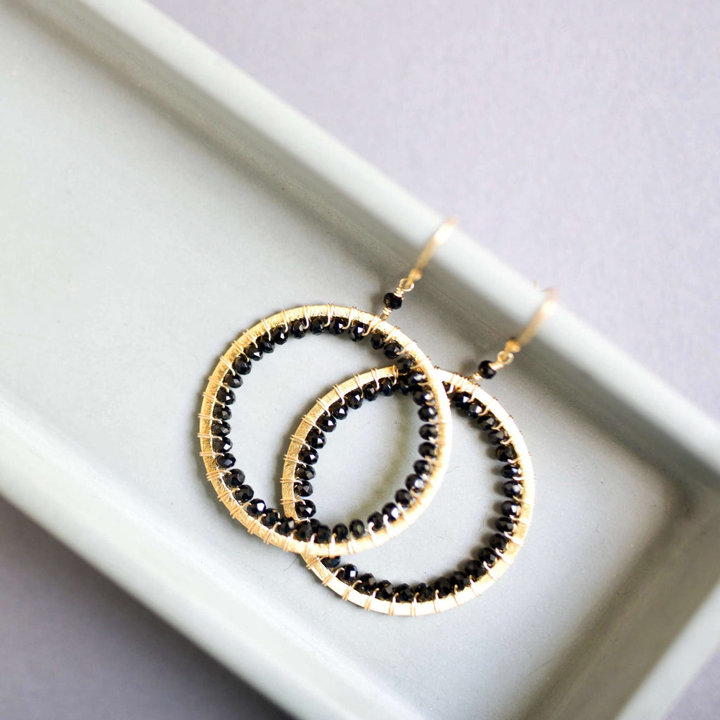 PARKEN JEWELRY Black Spinel Halo Earrings — main product shot