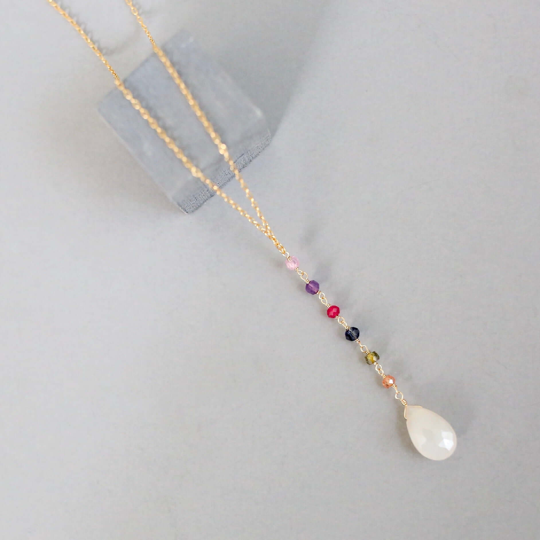 PARKEN JEWELRY PARKEN JEWELRY White Chalcedony Rainbow Yoga Pendant — main product shot