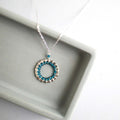 PARKEN JEWELRY PARKEN JEWELRY London Blue Quartz Halo Mini Silver Pendant — main product shot