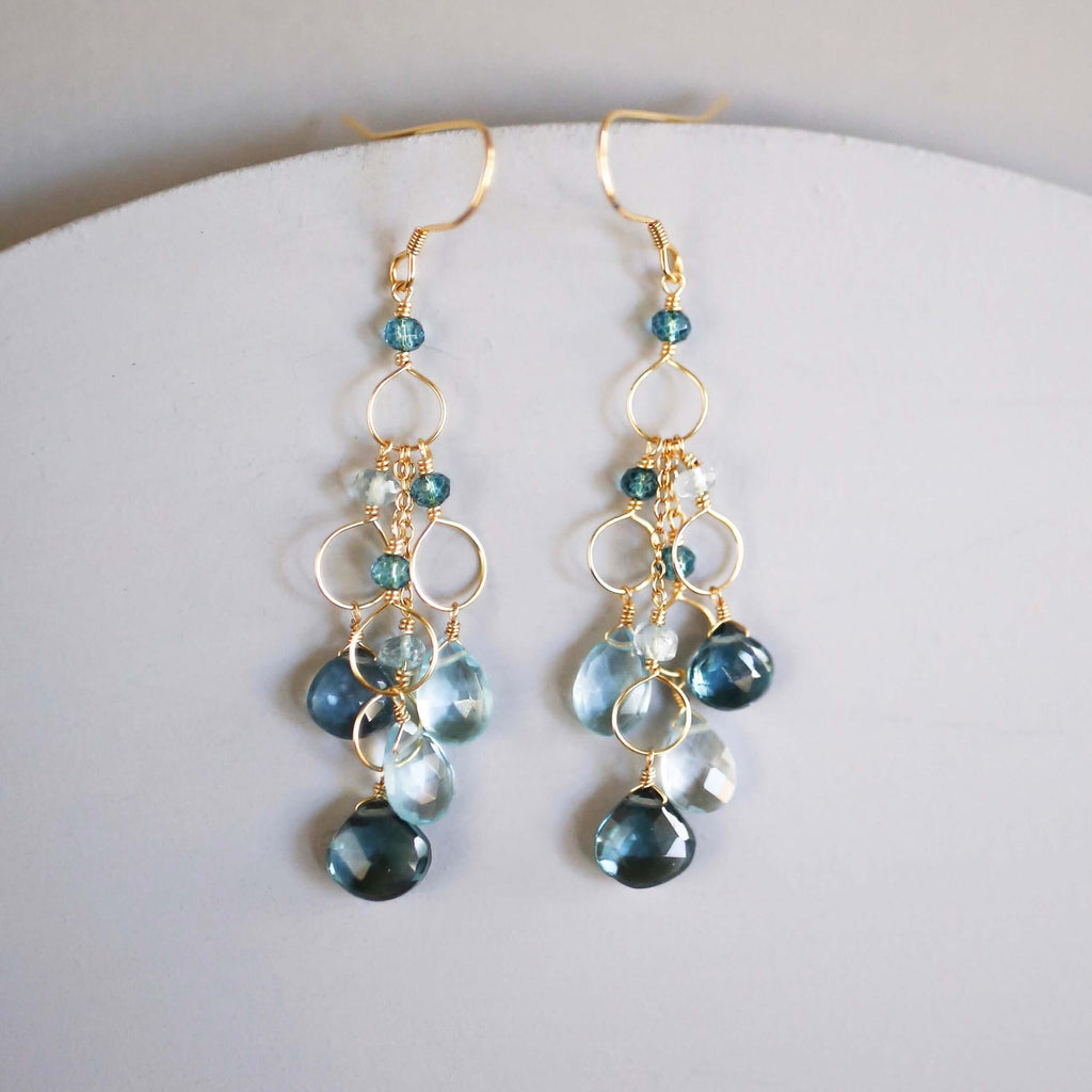 PARKEN JEWELRY Iolite & Aquamarine Gold Waterfall Earrings — main product shot