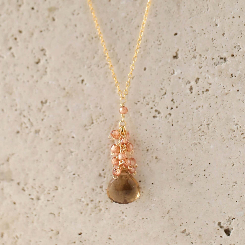 PARKEN JEWELRY Smoky Quartz Cluster Necklace — detail close-up