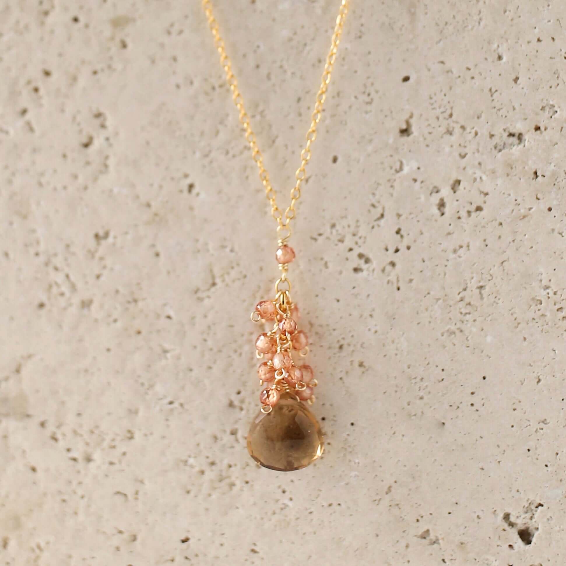 PARKEN JEWELRY Smoky Quartz Cluster Necklace — detail close-up