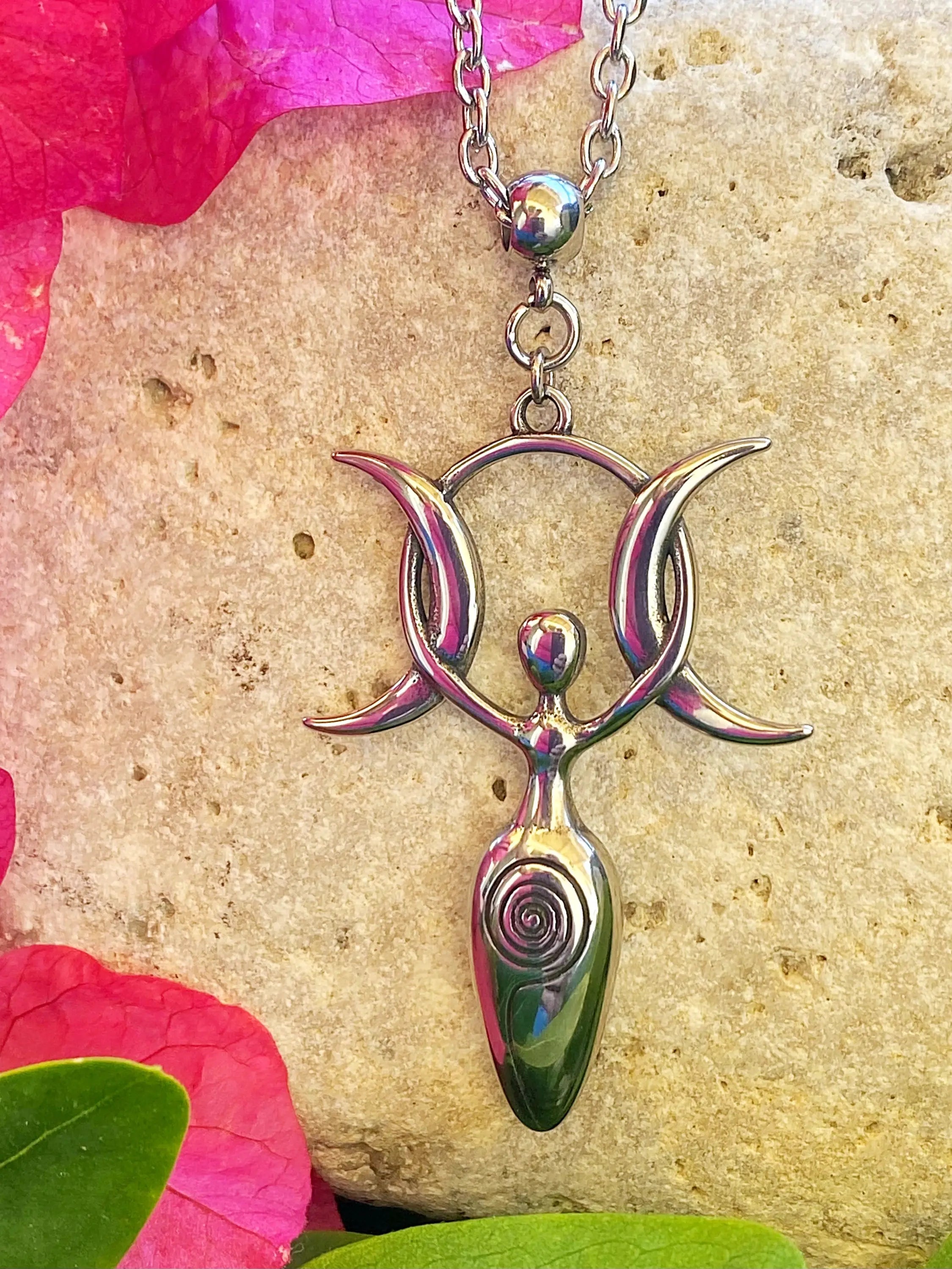 Bellaforma Jewelry MOON GODDESS NECKLACE — branding close-up