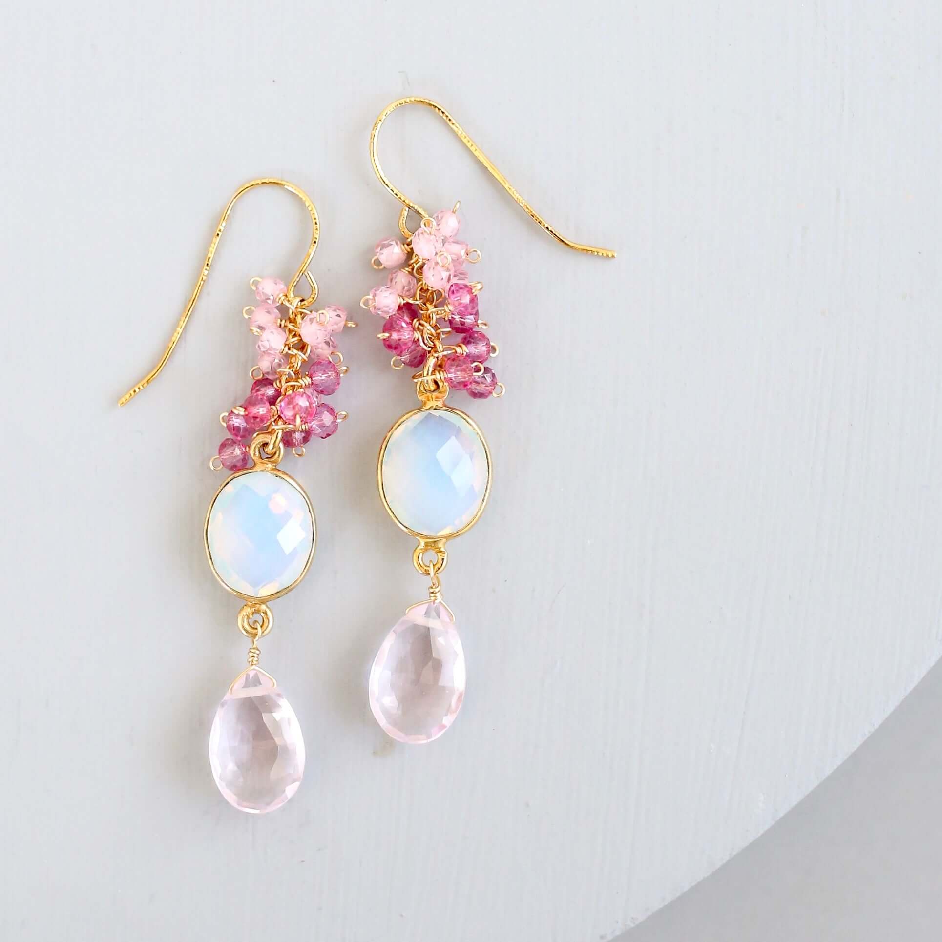PARKEN JEWELRY PARKEN JEWELRY Opal Quartz Bezel Cluster Earrings — main product shot
