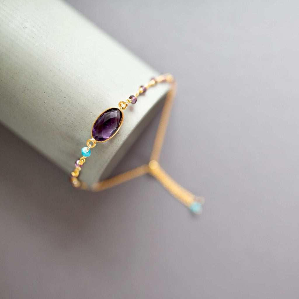 PARKEN JEWELRY Amethyst Adjustable Gemstone Bracelet — main product shot