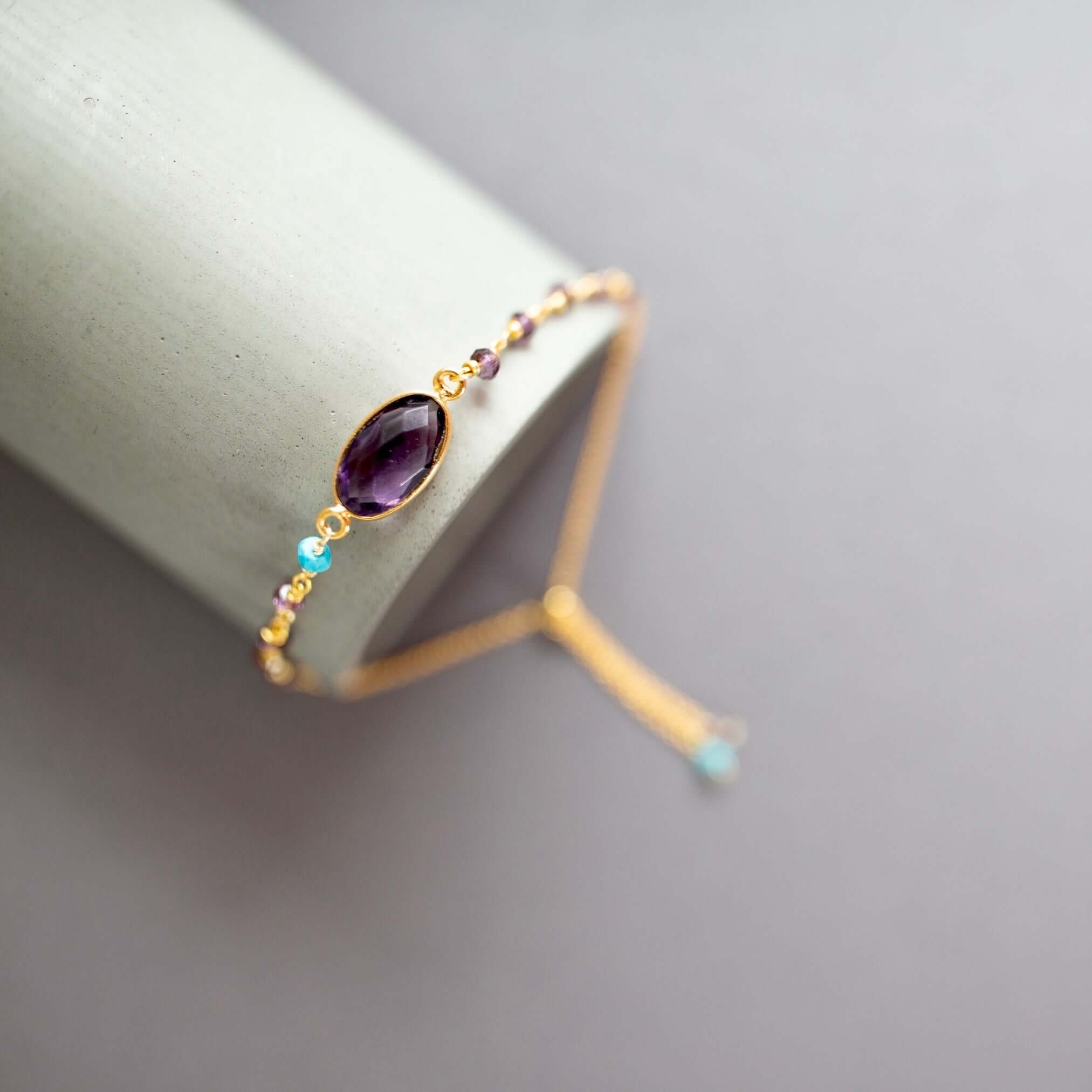 PARKEN JEWELRY Amethyst Adjustable Gemstone Bracelet — main product shot