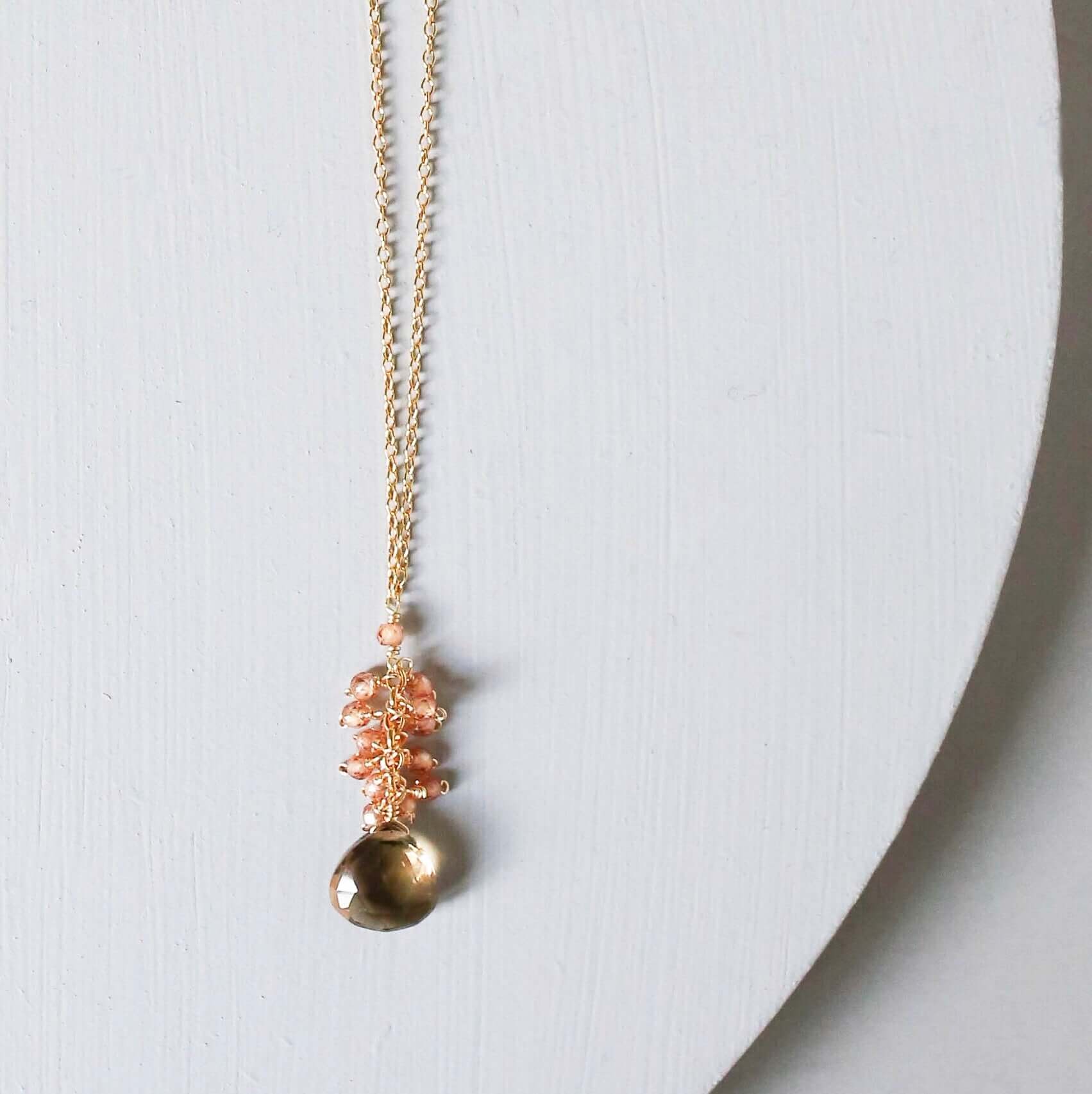 PARKEN JEWELRY Smoky Quartz Cluster Necklace — main product shot