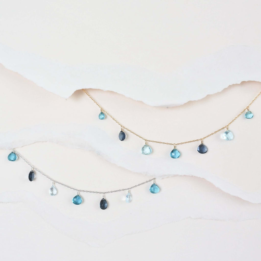 Blue Gemstone Gold Sparkler Necklace