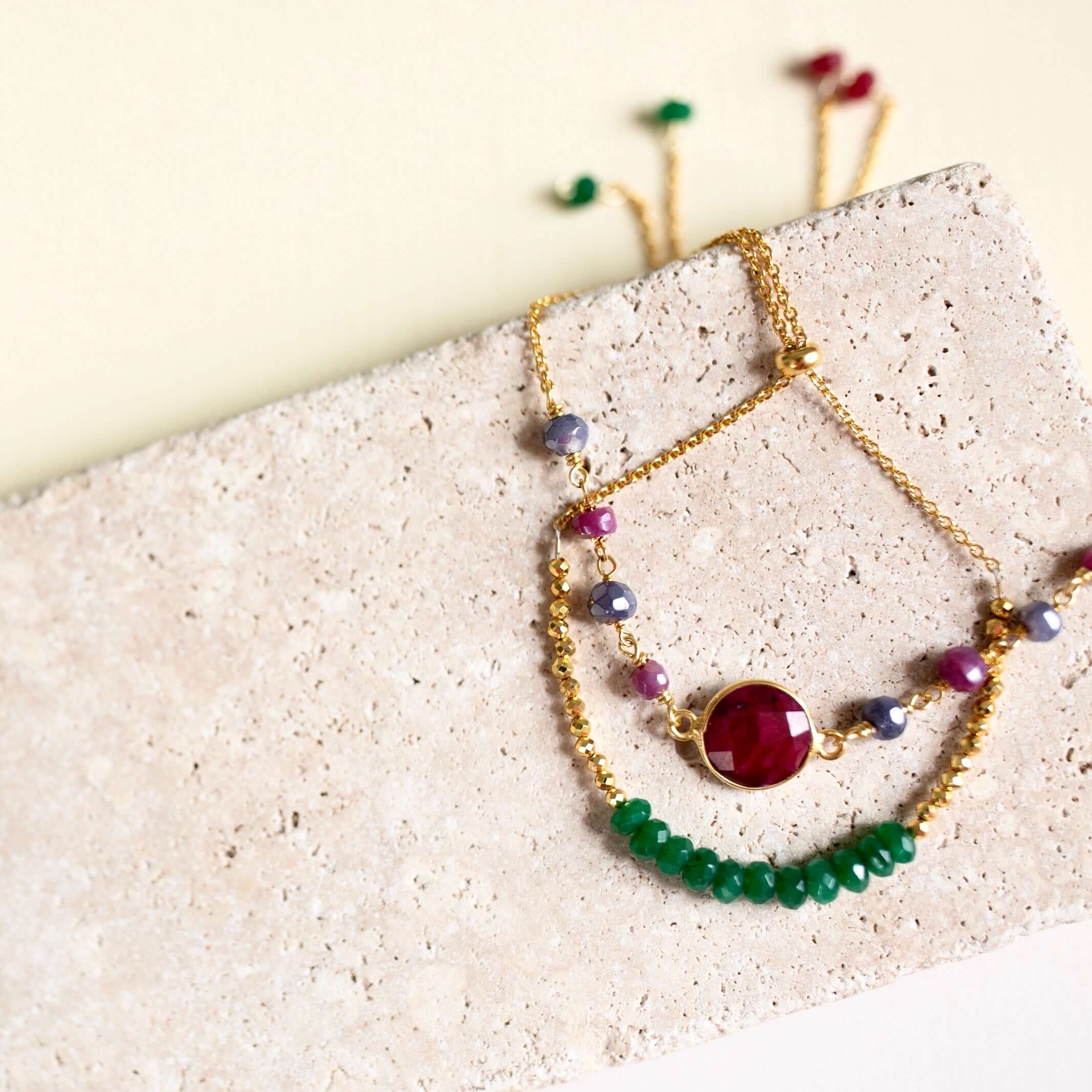 PARKEN JEWELRY Green Jade Adjustable Stacking Bracelet — back view