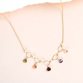 PARKEN JEWELRY Rainbow Gemstone Mini Sparkler Necklace - Gold