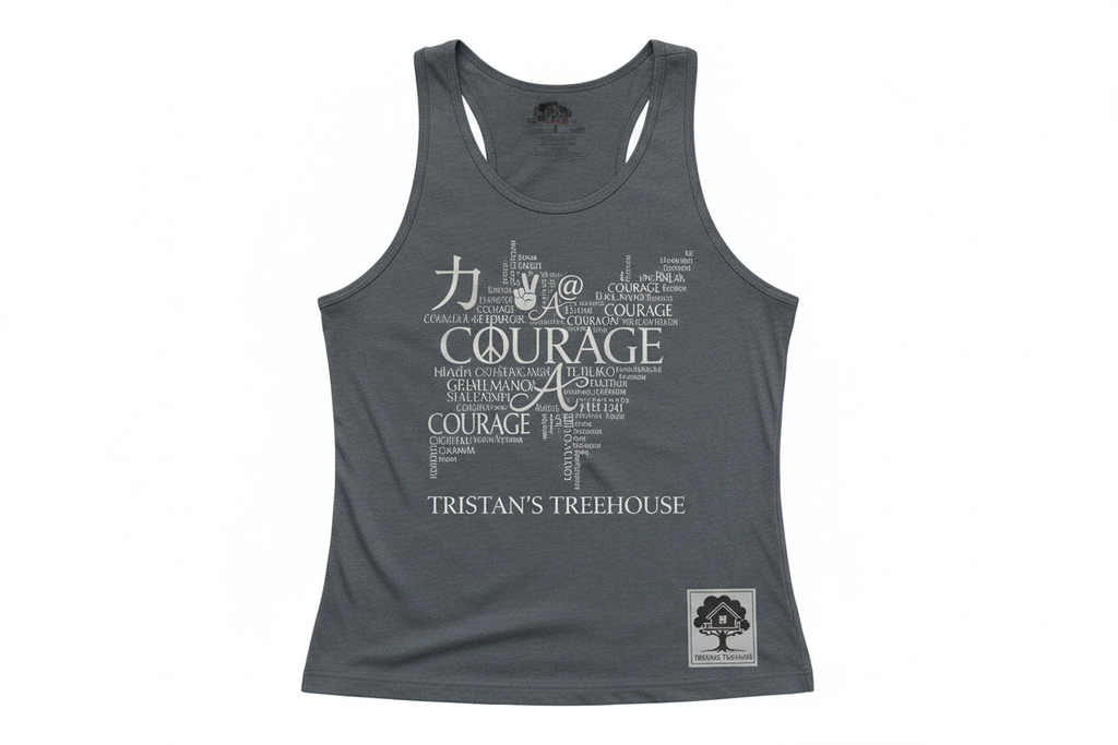 Tristan’s Treehouse Courage is a Universal Language – Tank Top — detail close-up
