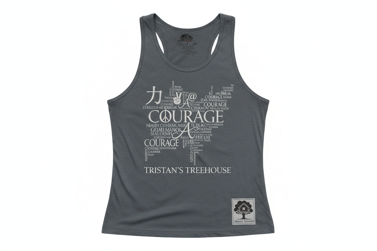 Tristan’s Treehouse Courage is a Universal Language – Tank Top — detail close-up