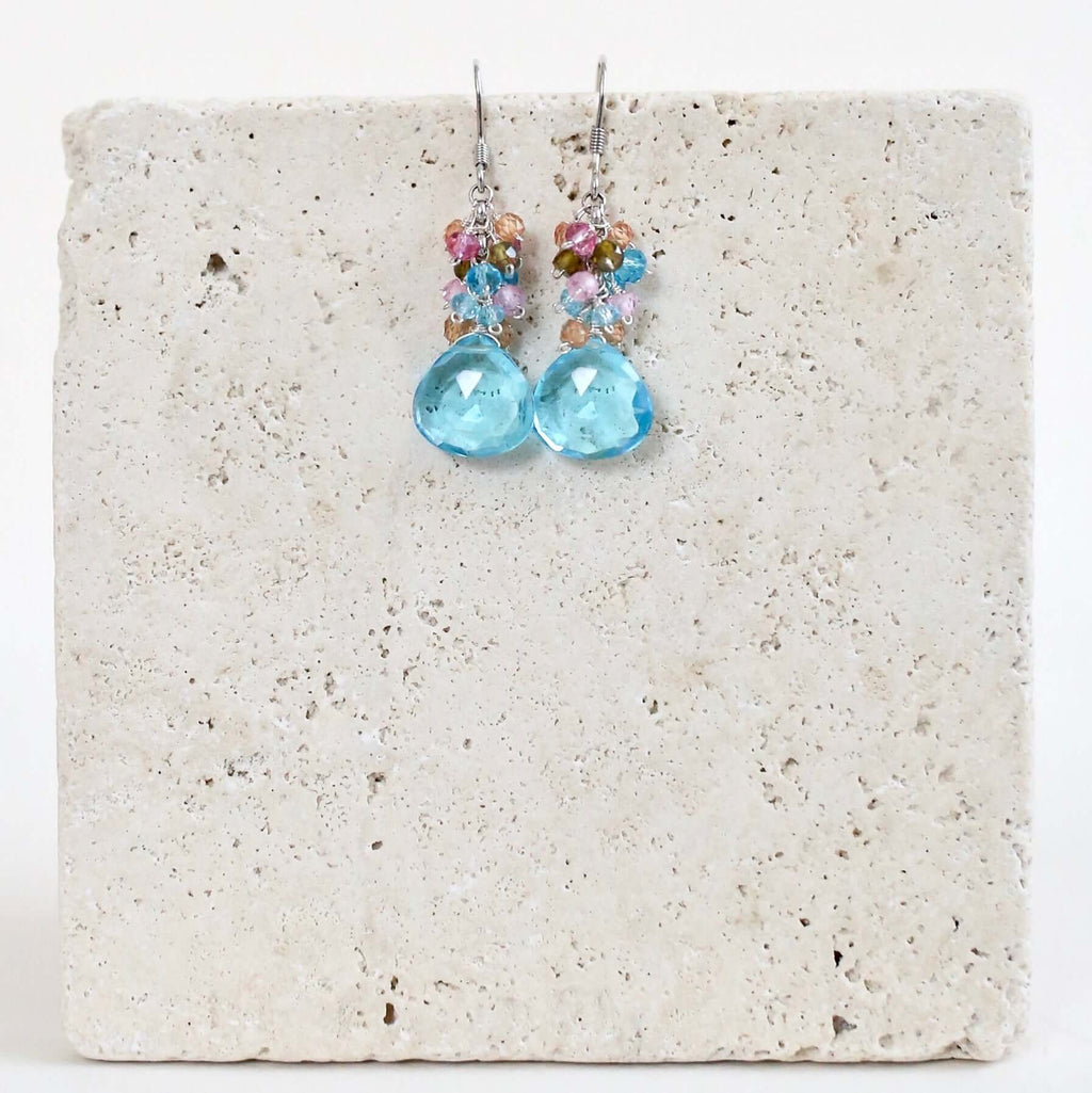 PARKEN JEWELRY Aquamarine Quartz Silver Bala Earrings — detail close-up