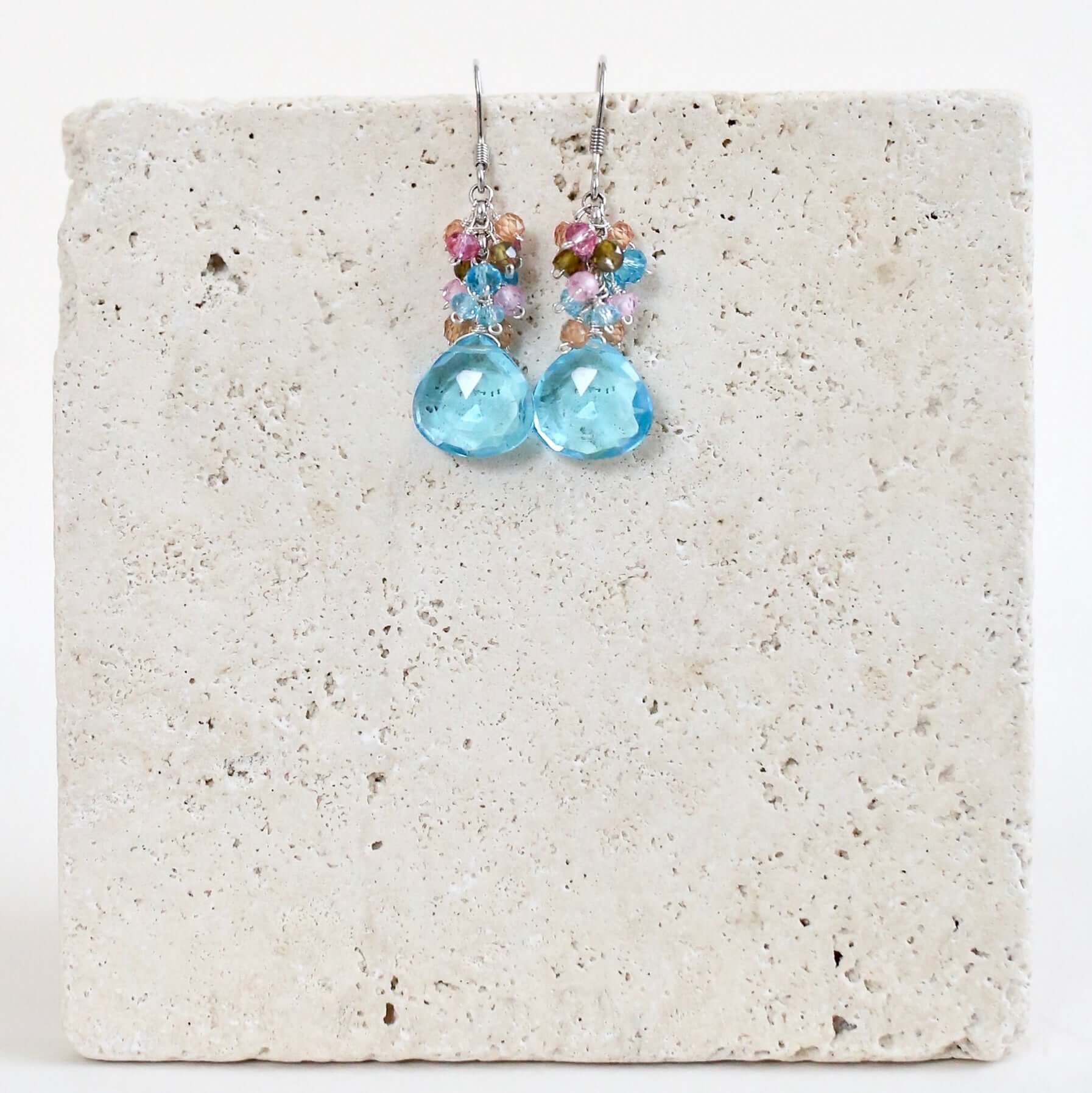 PARKEN JEWELRY Aquamarine Quartz Silver Bala Earrings — detail close-up