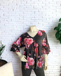 KADOU BOUTIQUE Dozen Roses Empire-Waist Top — detail close-up