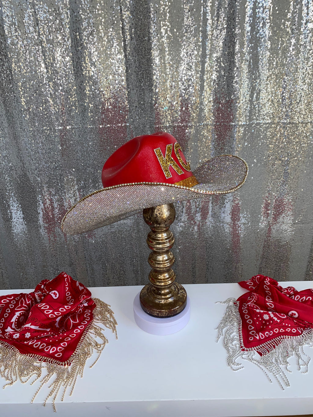 Rhinestone Cowgirl Rhinestone Cowgirl Kansas City Chiefs Hat — back view