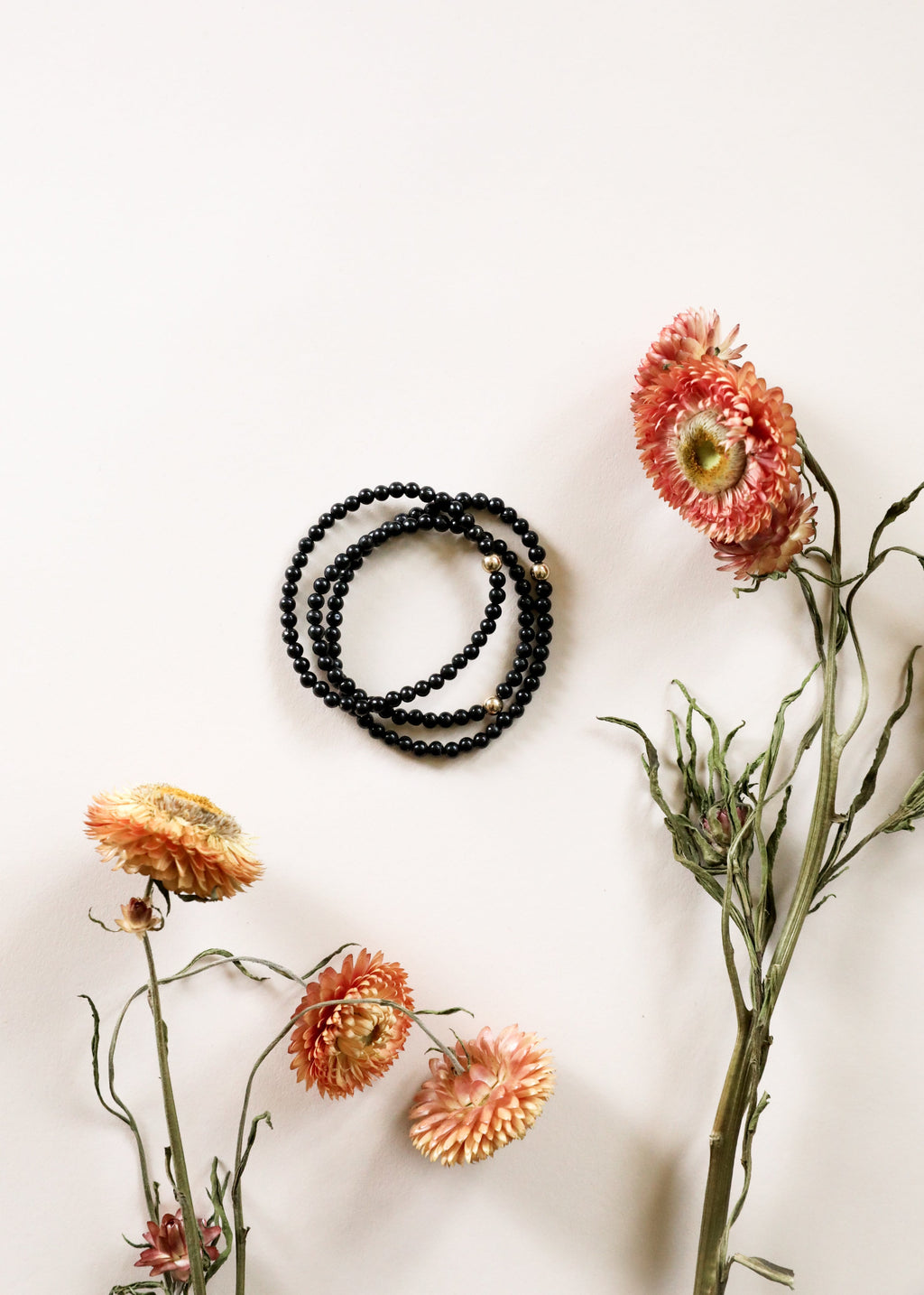 CanyonLeaf Dainty Shungite + 14K Gold Filled || Beaded Stretch Bracelet — main product shot