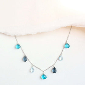 PARKEN JEWELRY Blue Gemstone Silver Sparkler Necklace
