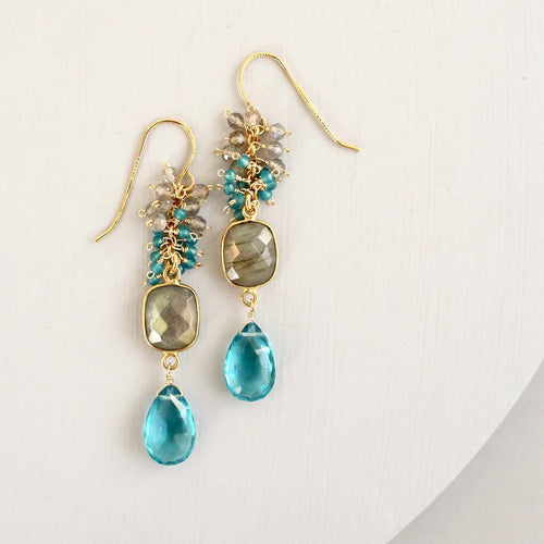 PARKEN JEWELRY PARKEN JEWELRY Labradorite Bezel Cluster Earrings — main product shot