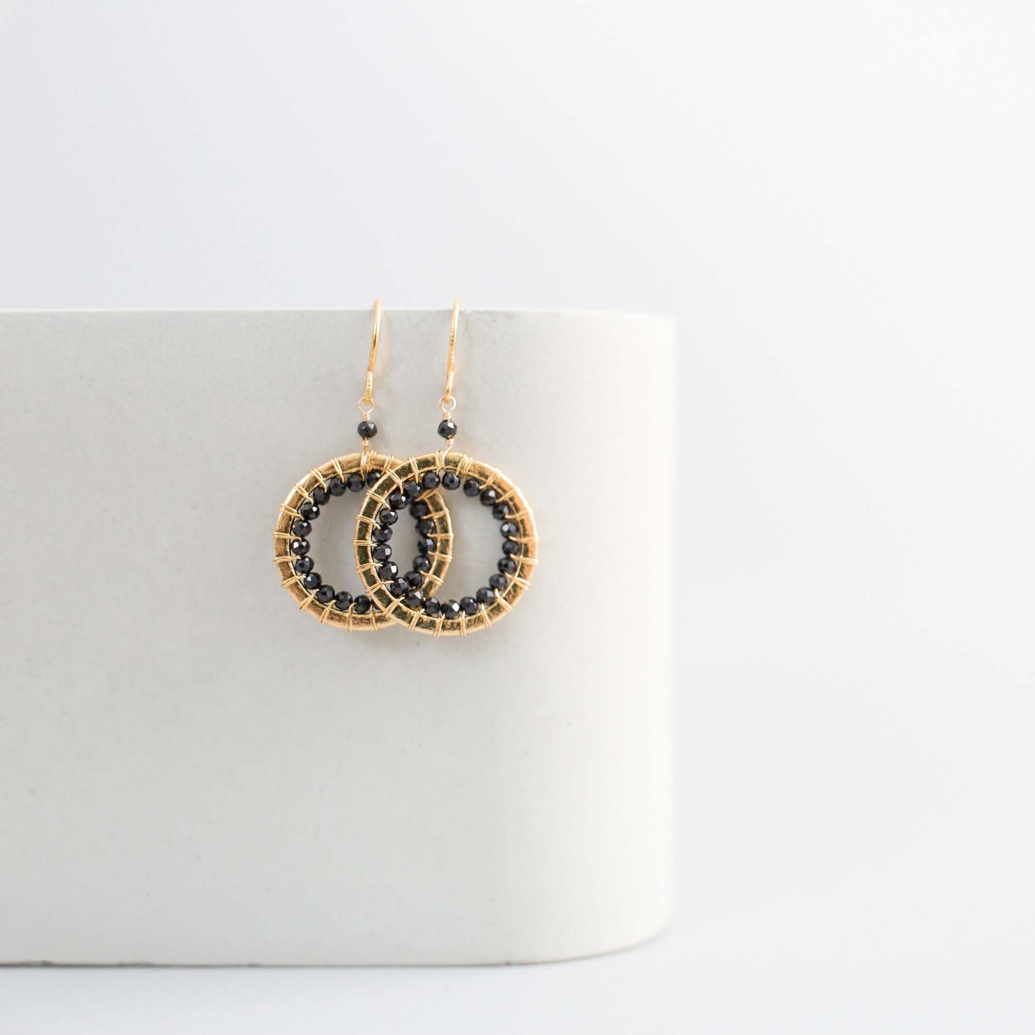 PARKEN JEWELRY PARKEN JEWELRY Black Spinel Mini Halo Earrings — main product shot