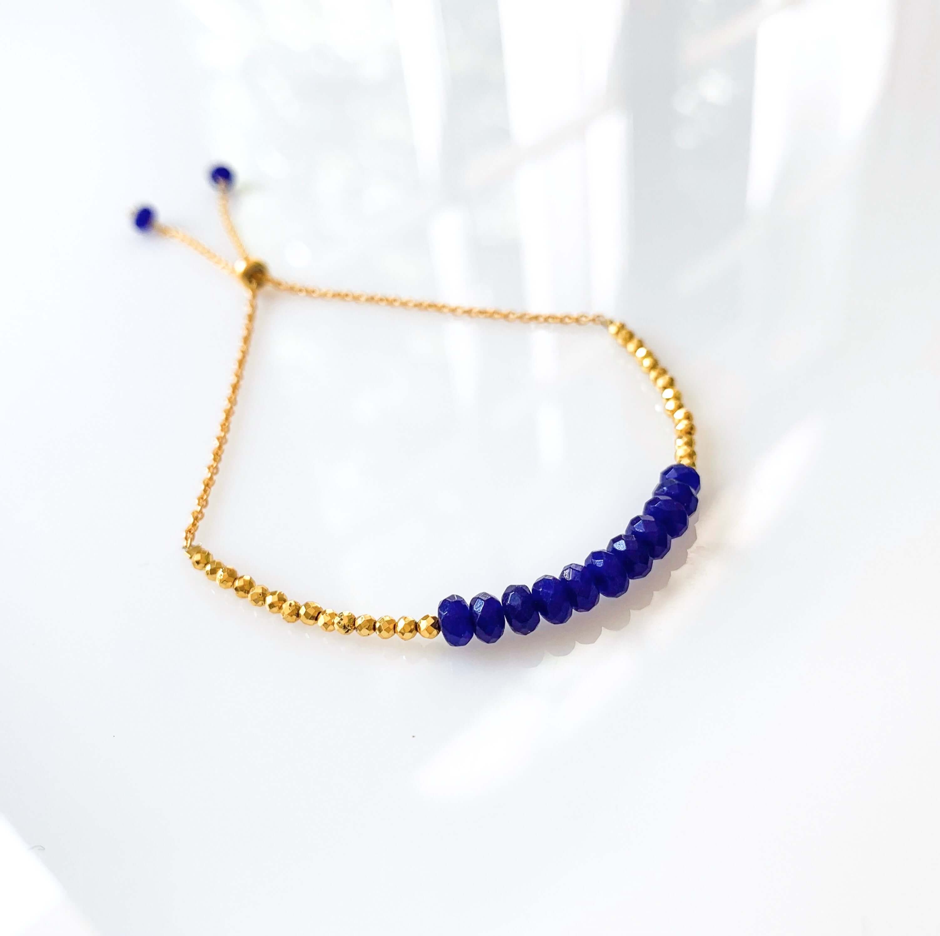 PARKEN JEWELRY Lapis Lazuli Adjustable Stacking Bracelet — side view