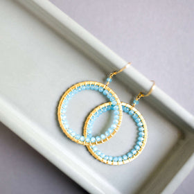 PARKEN JEWELRY Blue Chalcedony Halo Earrings