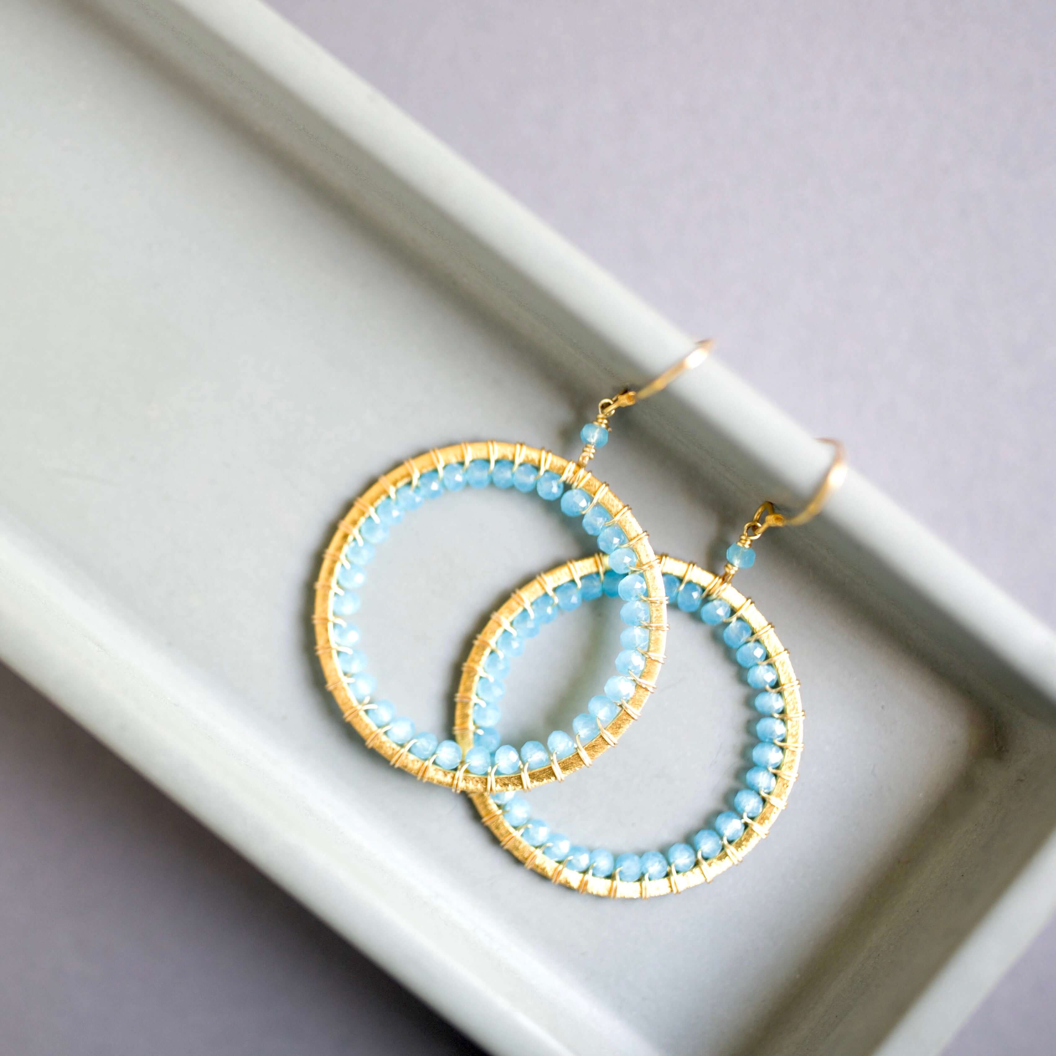 PARKEN JEWELRY PARKEN JEWELRY Blue Chalcedony Halo Earrings — main product shot