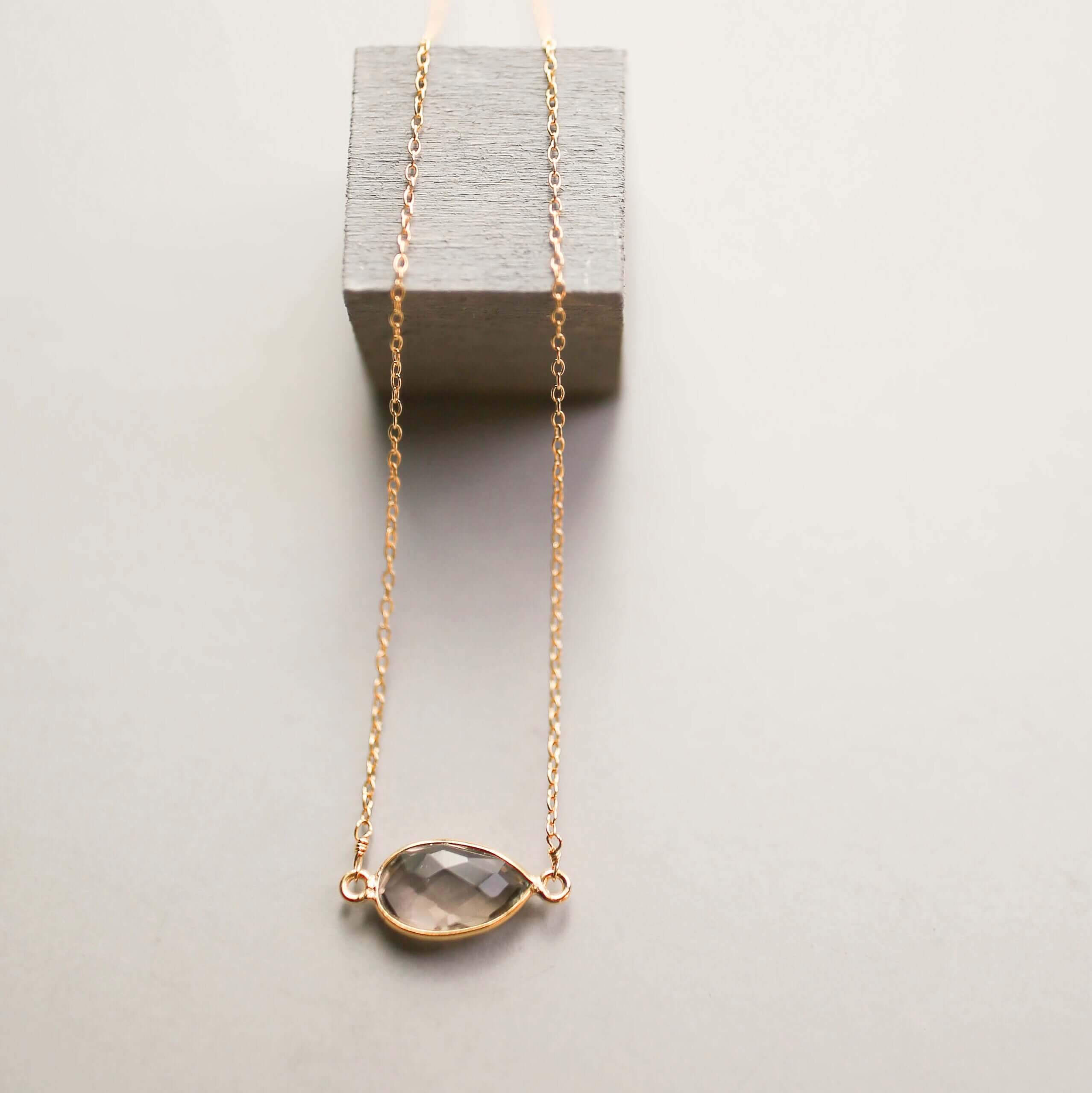 PARKEN JEWELRY Smoky Quartz Gold Minimalist Necklace — main product shot