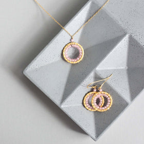 PARKEN JEWELRY Rose Quartz Halo Jewelry Set