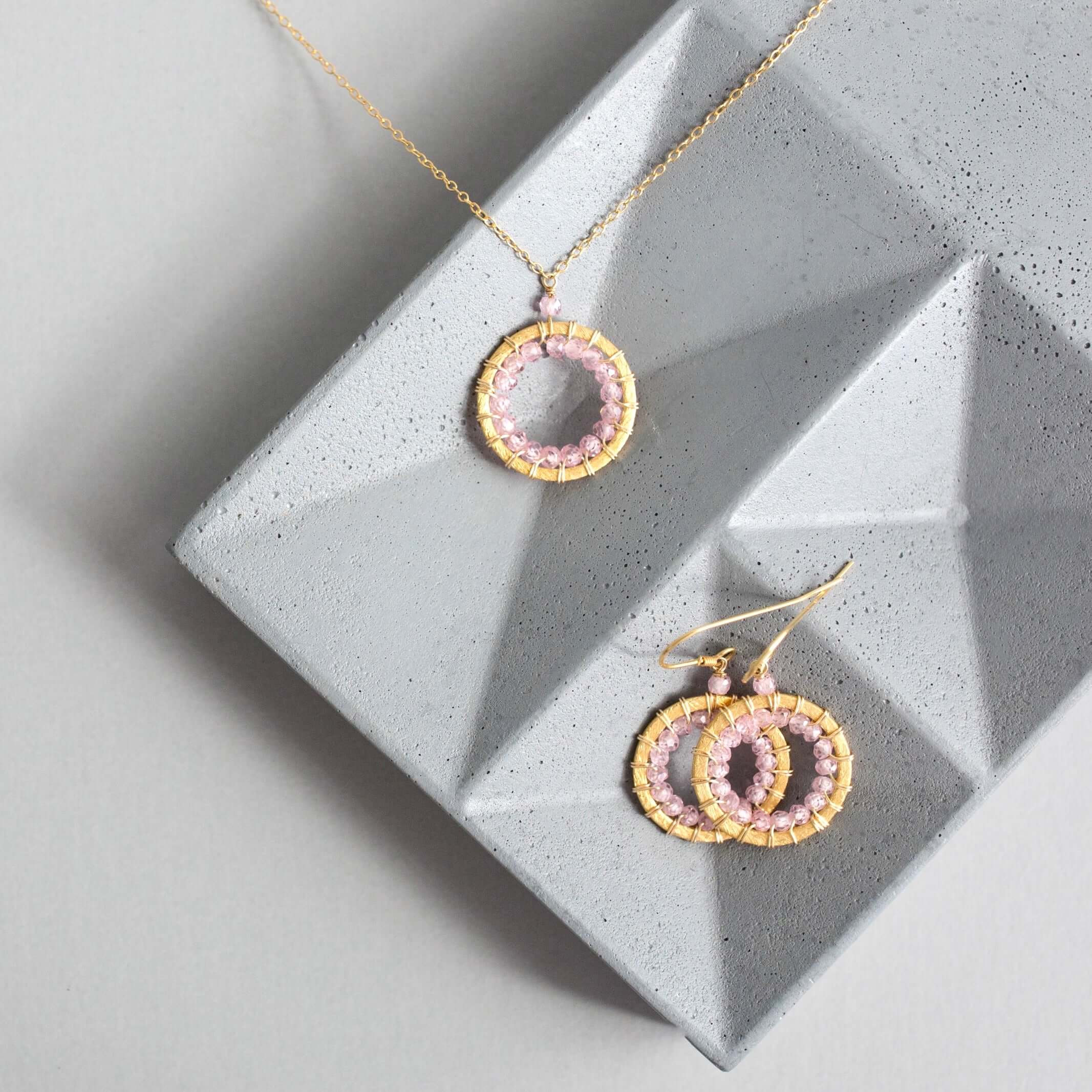 PARKEN JEWELRY PARKEN JEWELRY Rose Quartz Halo Jewelry Set — main product shot