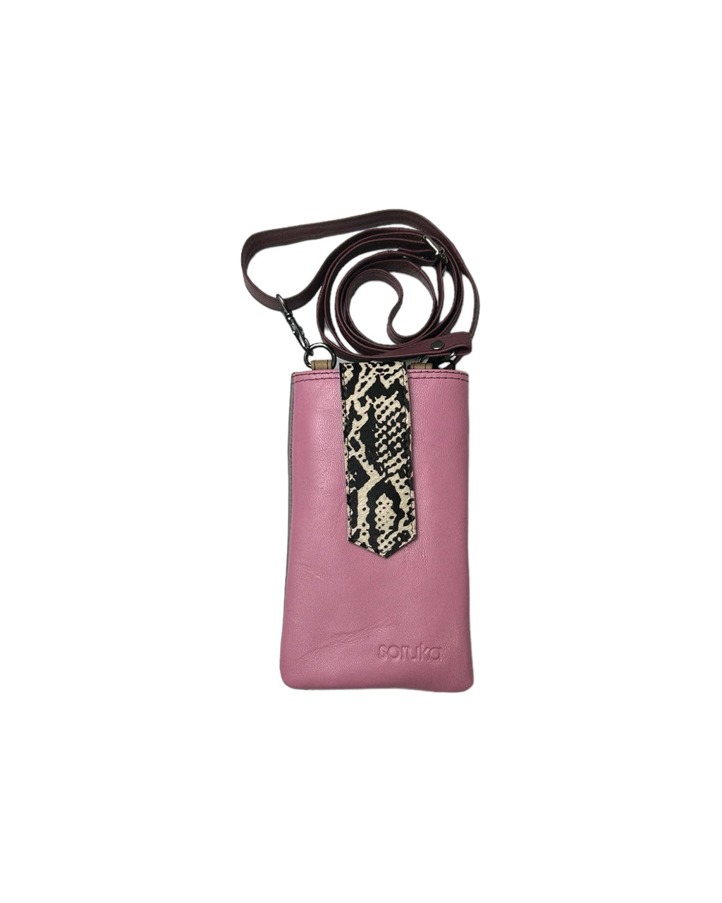 KADOU BOUTIQUE ZOE Leather Phone Crossbody with Print — in-use photo