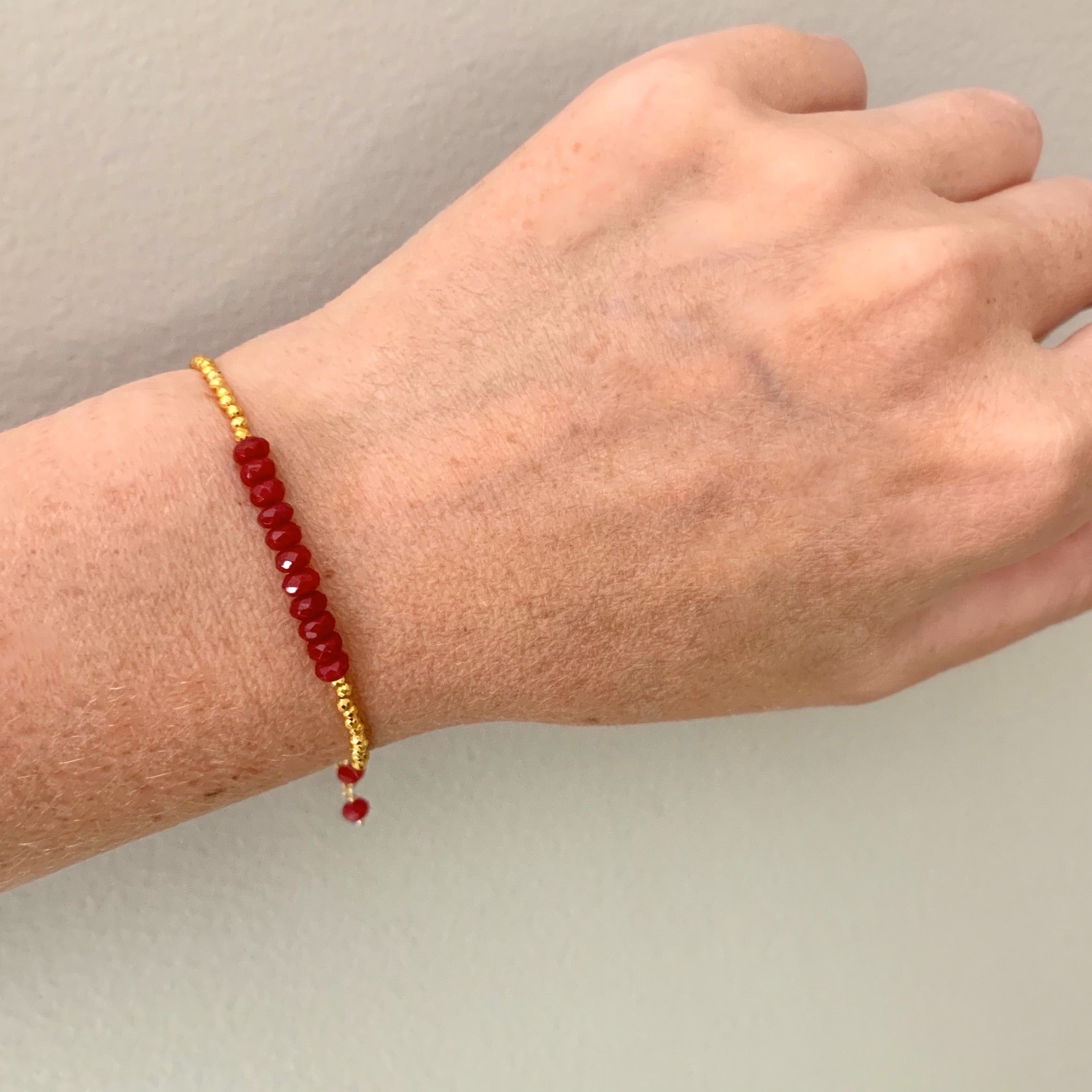 PARKEN JEWELRY Red Jade Adjustable Stacking Bracelet — back view