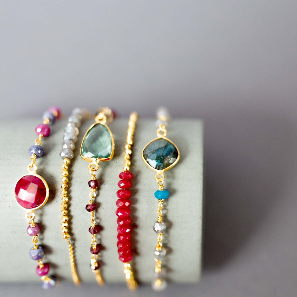 PARKEN JEWELRY Red Jade Adjustable Stacking Bracelet — side view