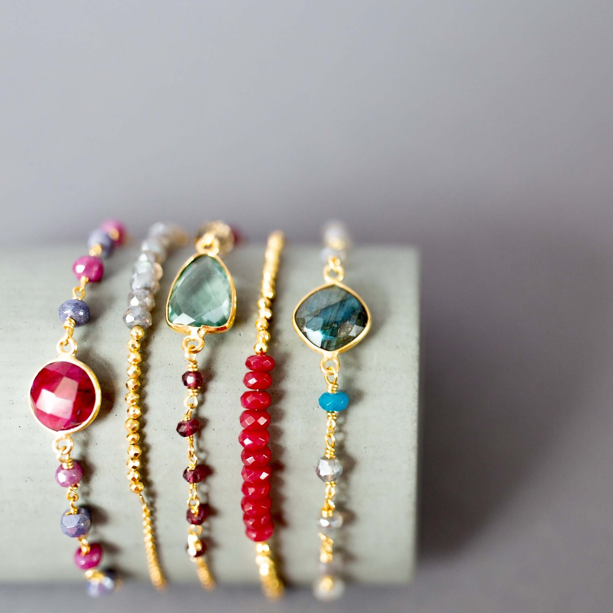 PARKEN JEWELRY Red Jade Adjustable Stacking Bracelet — side view