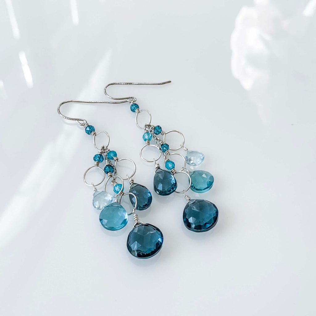 PARKEN JEWELRY Iolite & Aquamarine Gold Waterfall Earrings — earrings category context