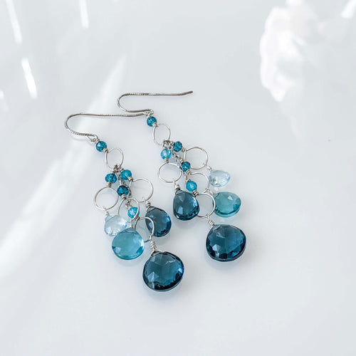 PARKEN JEWELRY PARKEN JEWELRY Iolite & Aquamarine Silver Waterfall Earrings — main product shot