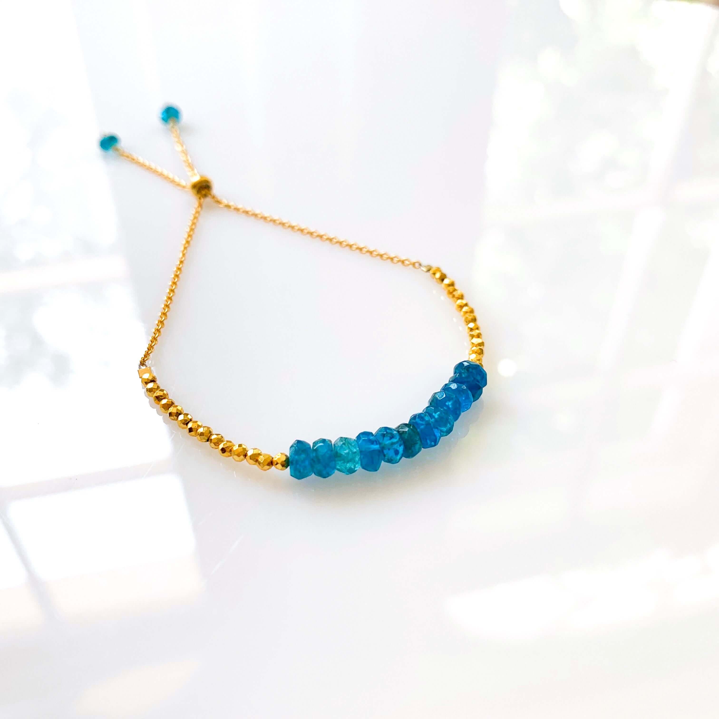 PARKEN JEWELRY Neon Apatite Adjustable Stacking Bracelet — side view