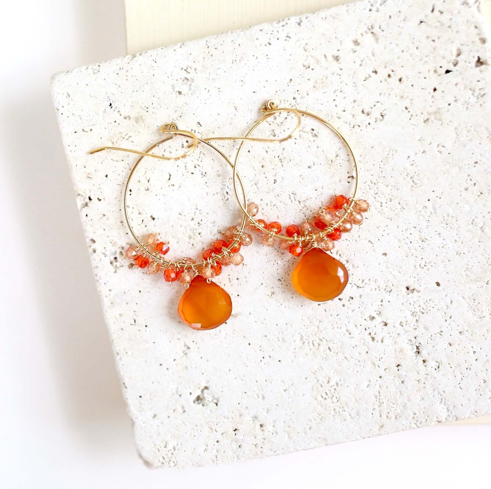 PARKEN JEWELRY PARKEN JEWELRY Dark Orange Chalcedony Swing Earrings — main product shot