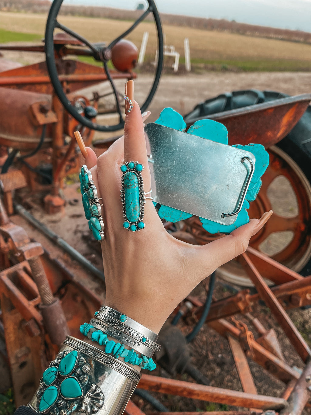Haute Southern Hyde Turquoise Natural Stone Belt Buckle — detail shot 7