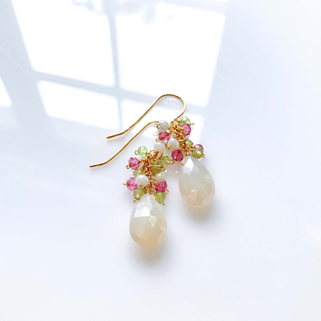 PARKEN JEWELRY White Chalcedony Pastel Gemstone Earrings — White detail
