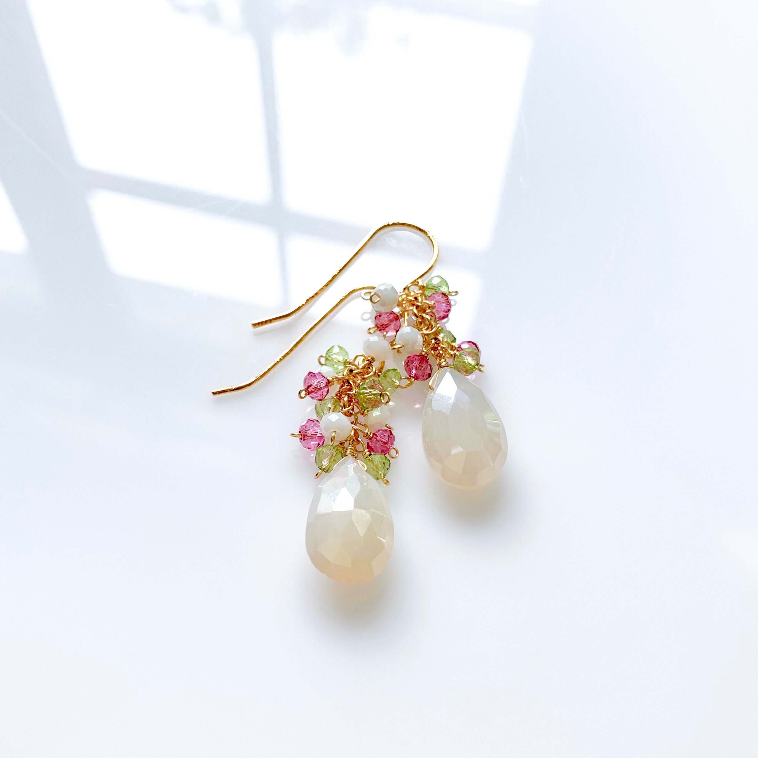 PARKEN JEWELRY White Chalcedony Pastel Gemstone Earrings — White detail