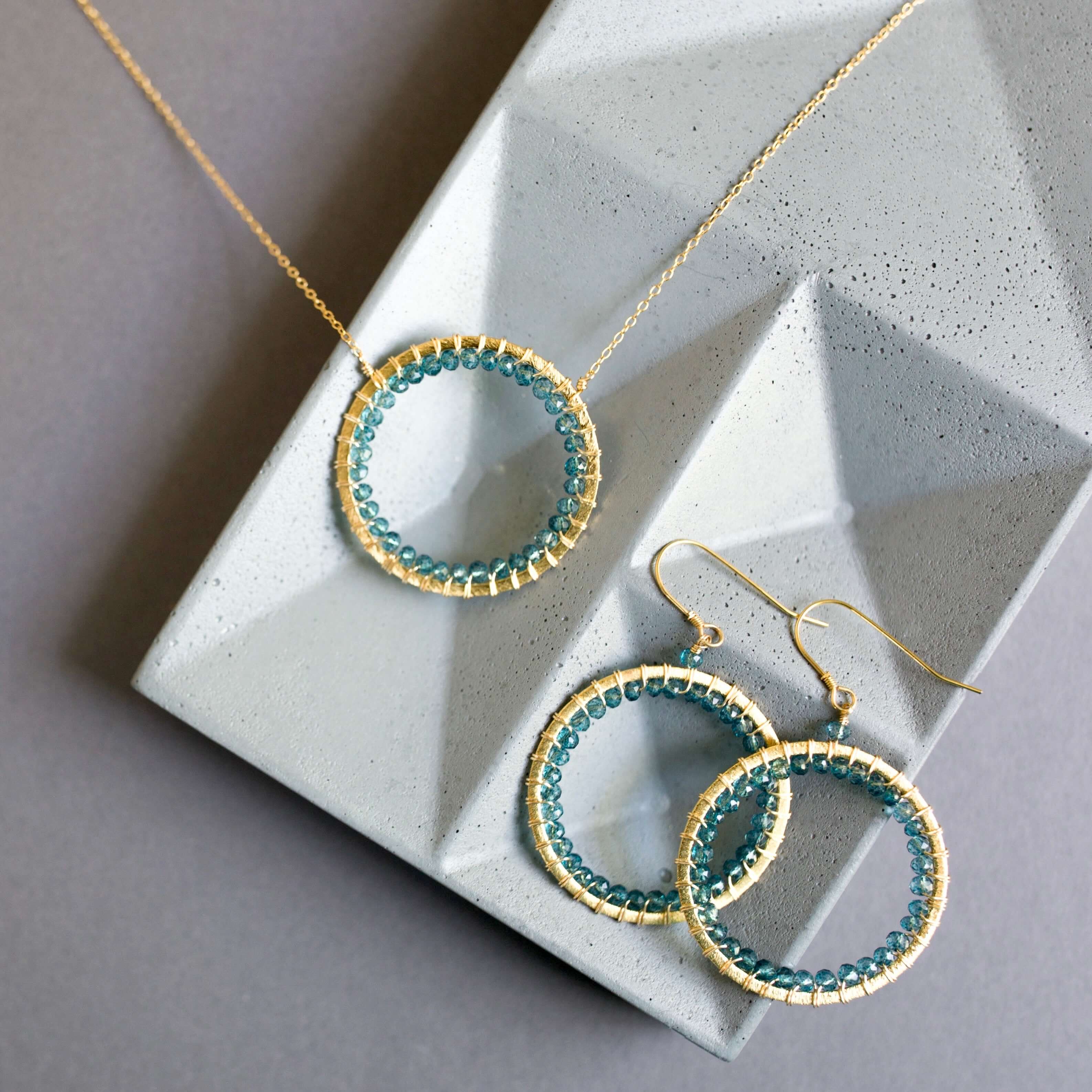 PARKEN JEWELRY PARKEN JEWELRY London Blue Quartz Halo Jewelry Set — main product shot