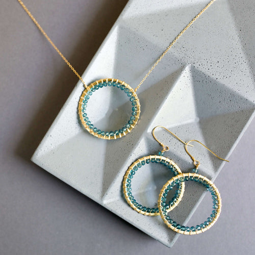 PARKEN JEWELRY PARKEN JEWELRY London Blue Quartz Halo Jewelry Set — main product shot