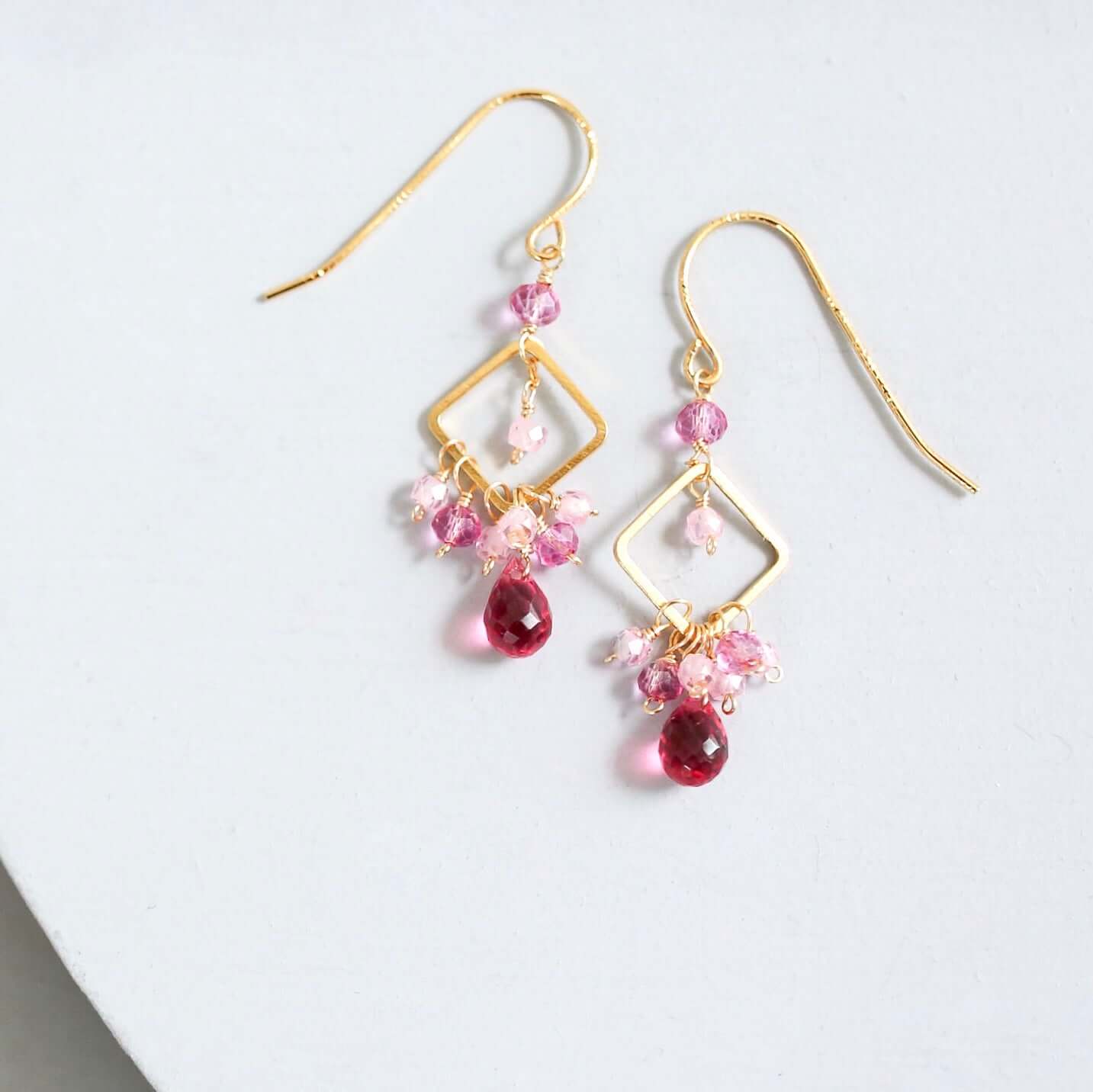 PARKEN JEWELRY PARKEN JEWELRY Dark Pink Tourmaline Pixy Earrings — in-use photo