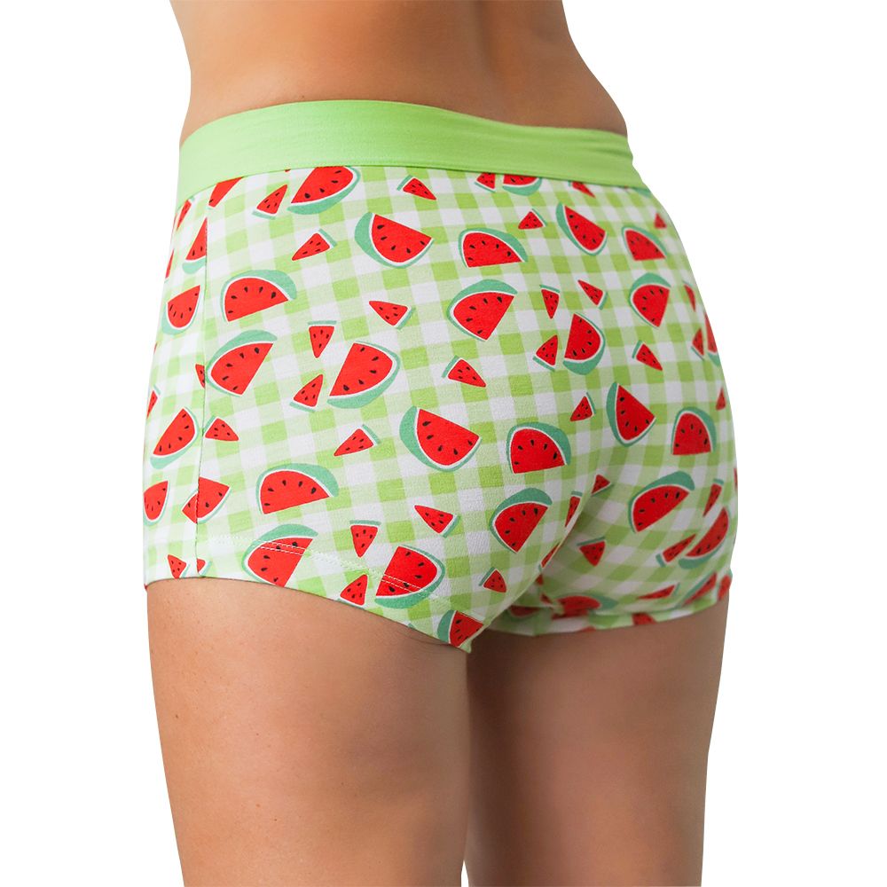 Love Libby Panties Watermelon Modal Shortie — Love Libby Panties branding close-up